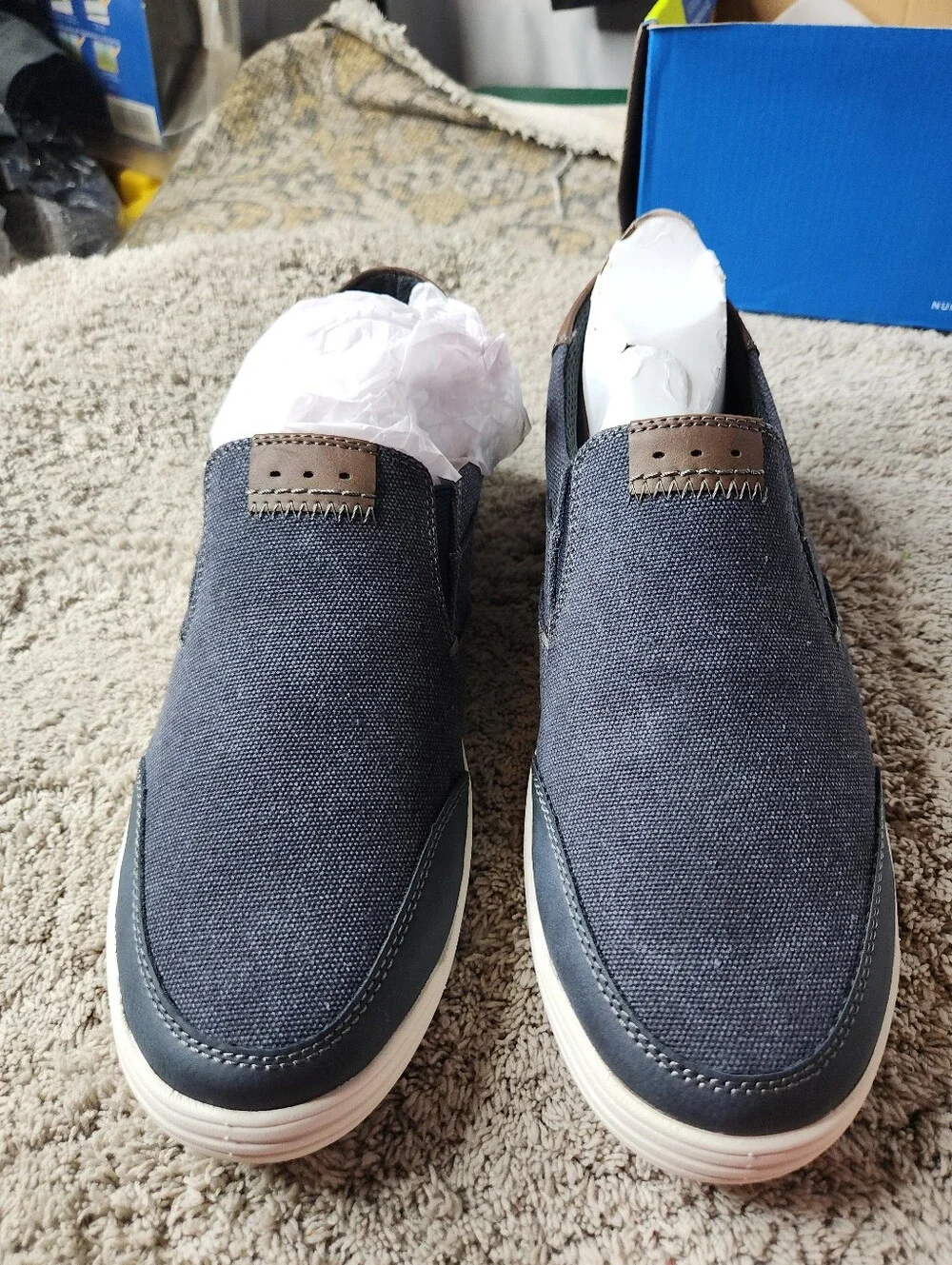 Men's Slip-On Sneakers in Navy with Brown & White Soles - Nunn Bush City Walk 8
